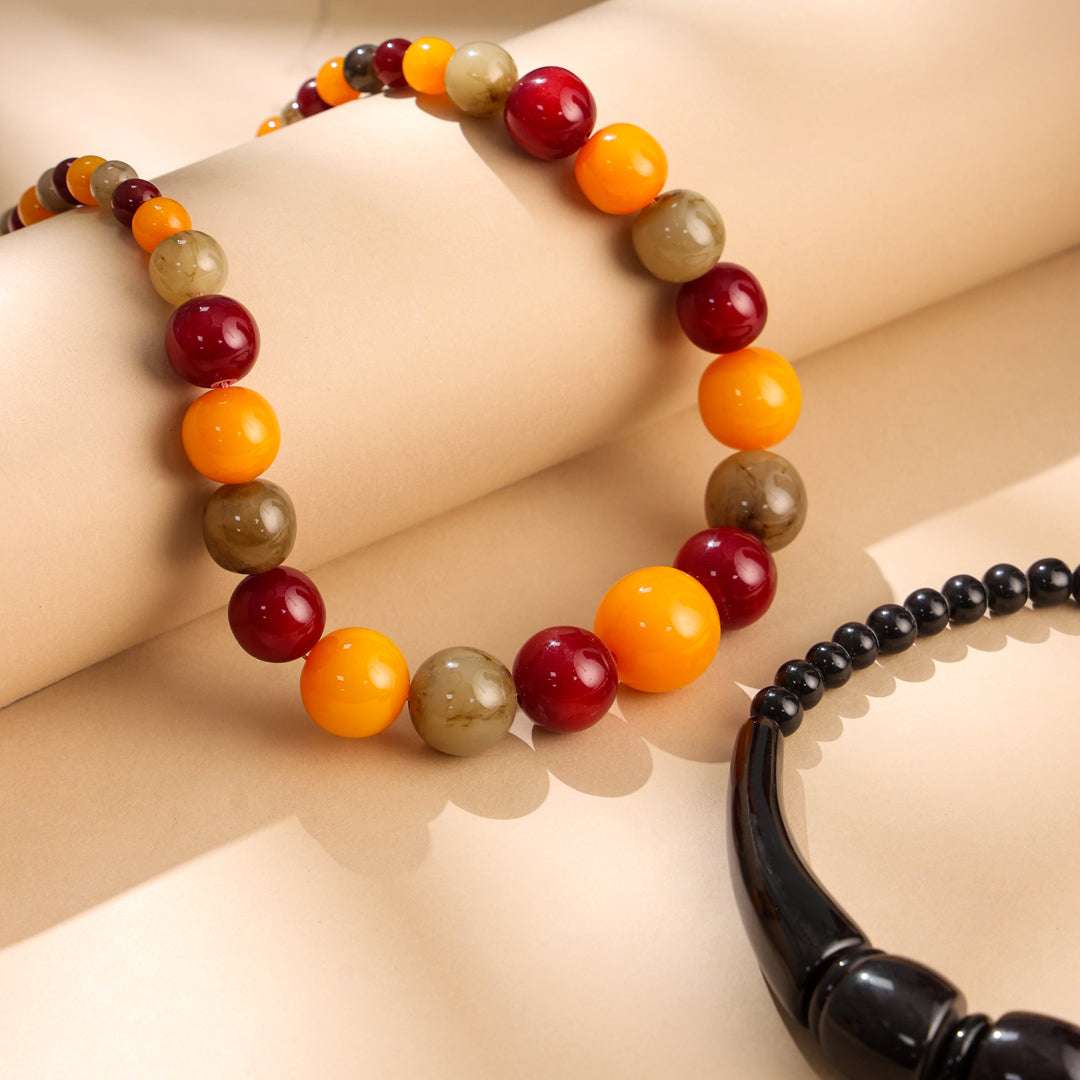 Resin Marble Bead Necklace Jewelry with Tribal Charm Vedansh Craft