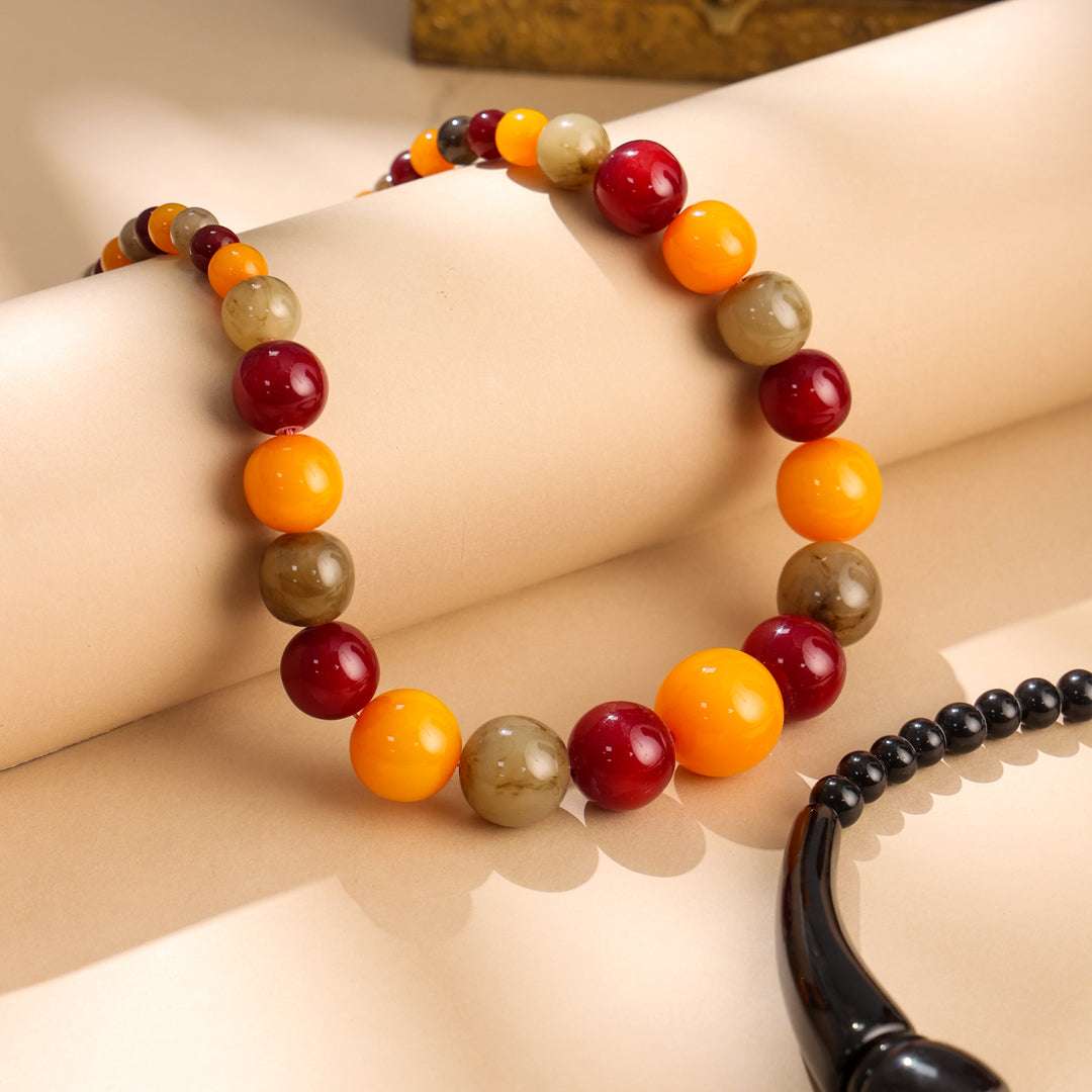 Resin Marble Bead Necklace Jewelry with Tribal Charm Vedansh Craft