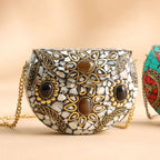 Brass Handcrafted Mosaic Sling Bags – Vintage Boho Clutch (4.5 Inch) Vedansh Craft