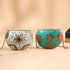 Brass Handcrafted Mosaic Sling Bags – Vintage Boho Clutch (4.5 Inch) Vedansh Craft