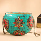 Brass Handcrafted Mosaic Sling Bags – Vintage Boho Clutch (4.5 Inch) Vedansh Craft