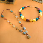 Resin Marble Bead Necklace Jewelry with Tribal Charm Vedansh Craft