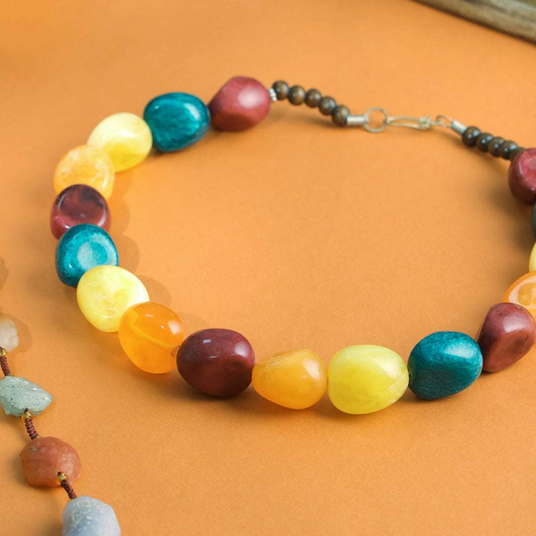 Resin Marble Bead Necklace Jewelry with Tribal Charm Vedansh Craft