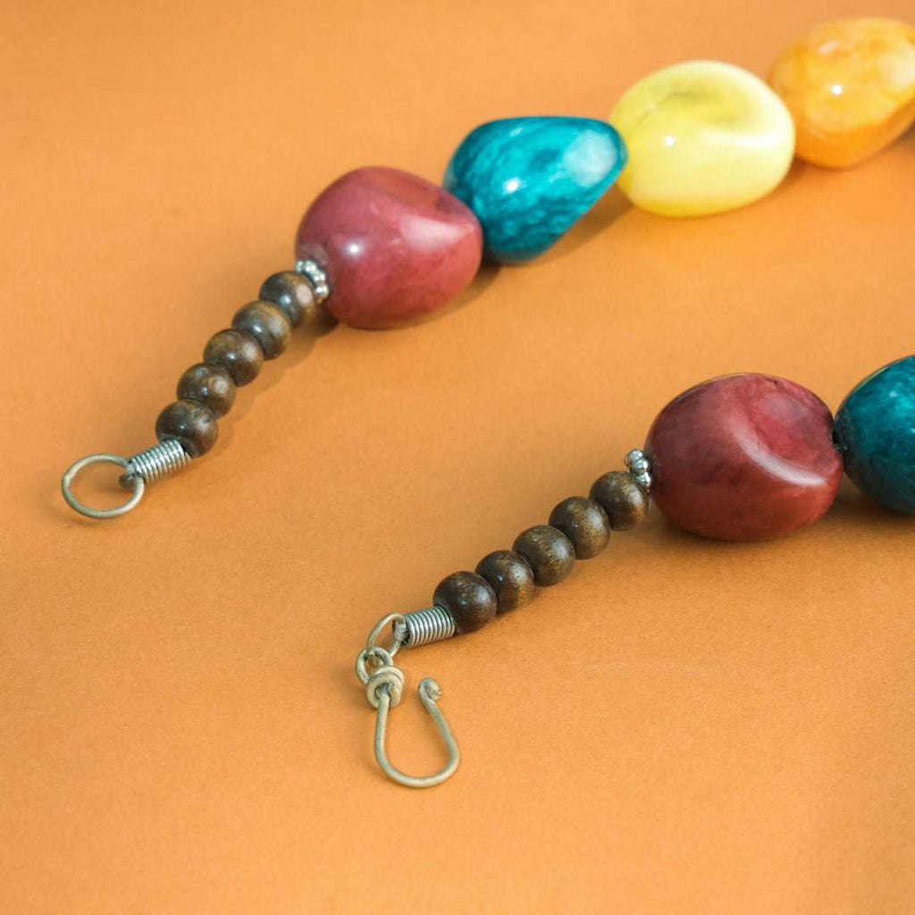 Resin Marble Bead Necklace Jewelry with Tribal Charm Vedansh Craft