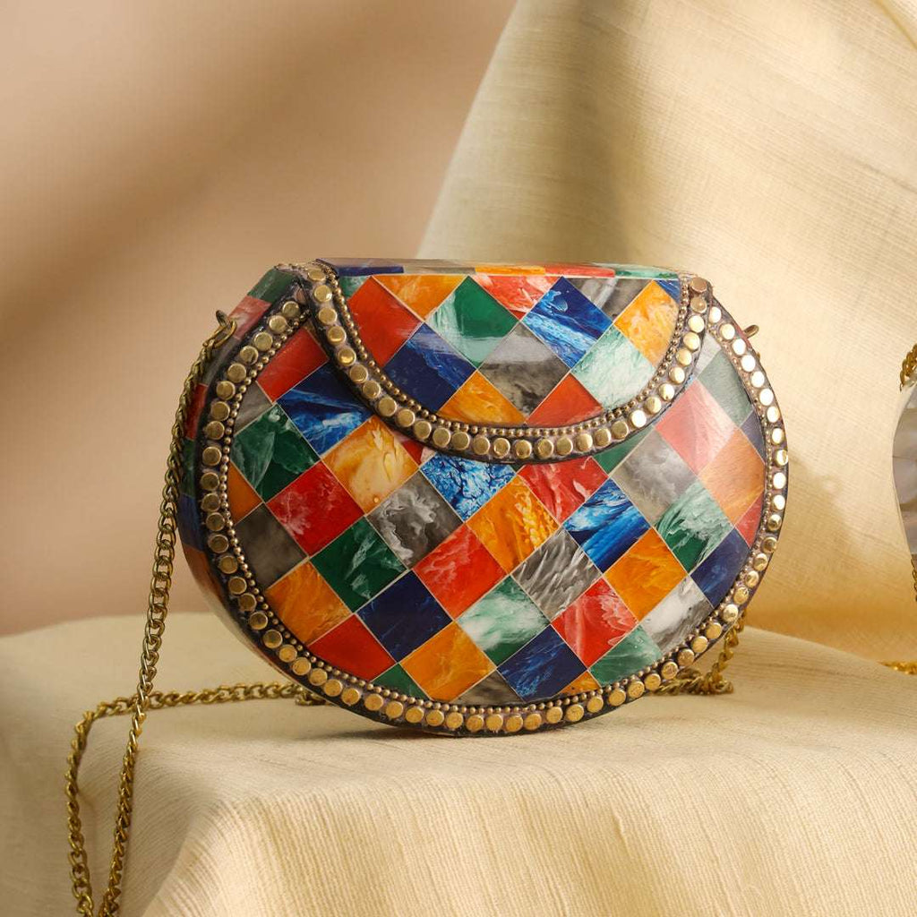 Handcrafted Mosaic Metal Sling Bag Vedansh Craft