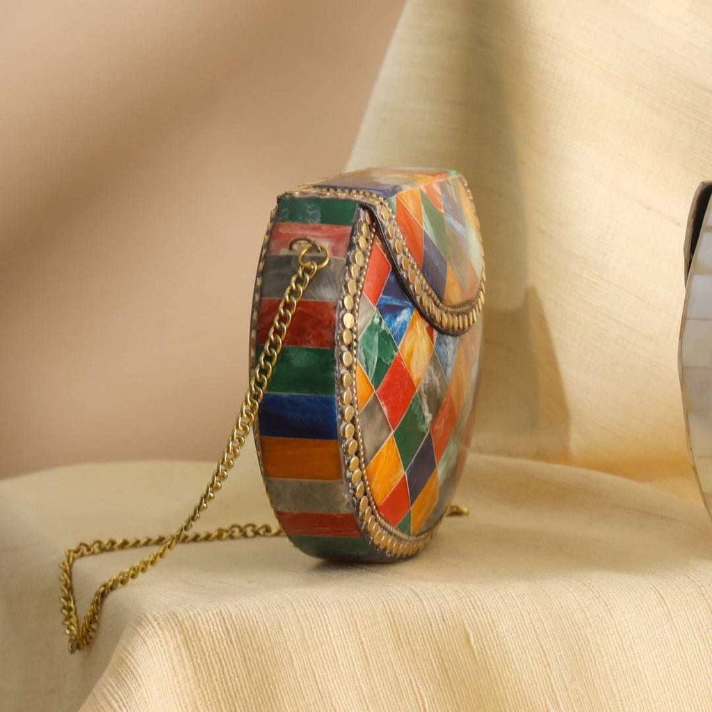 Handcrafted Mosaic Metal Sling Bag Vedansh Craft