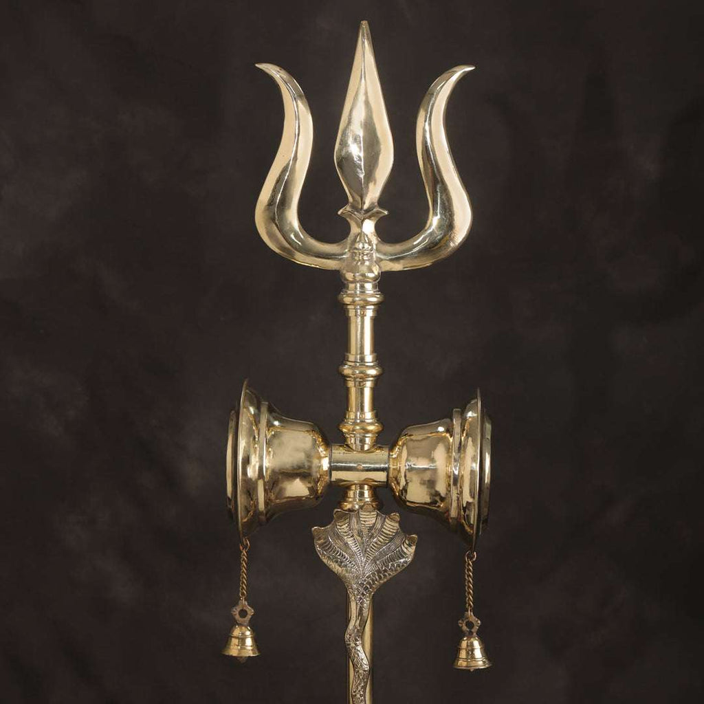 Brass Divya Trishul On Naag with Damru Vedansh Craft