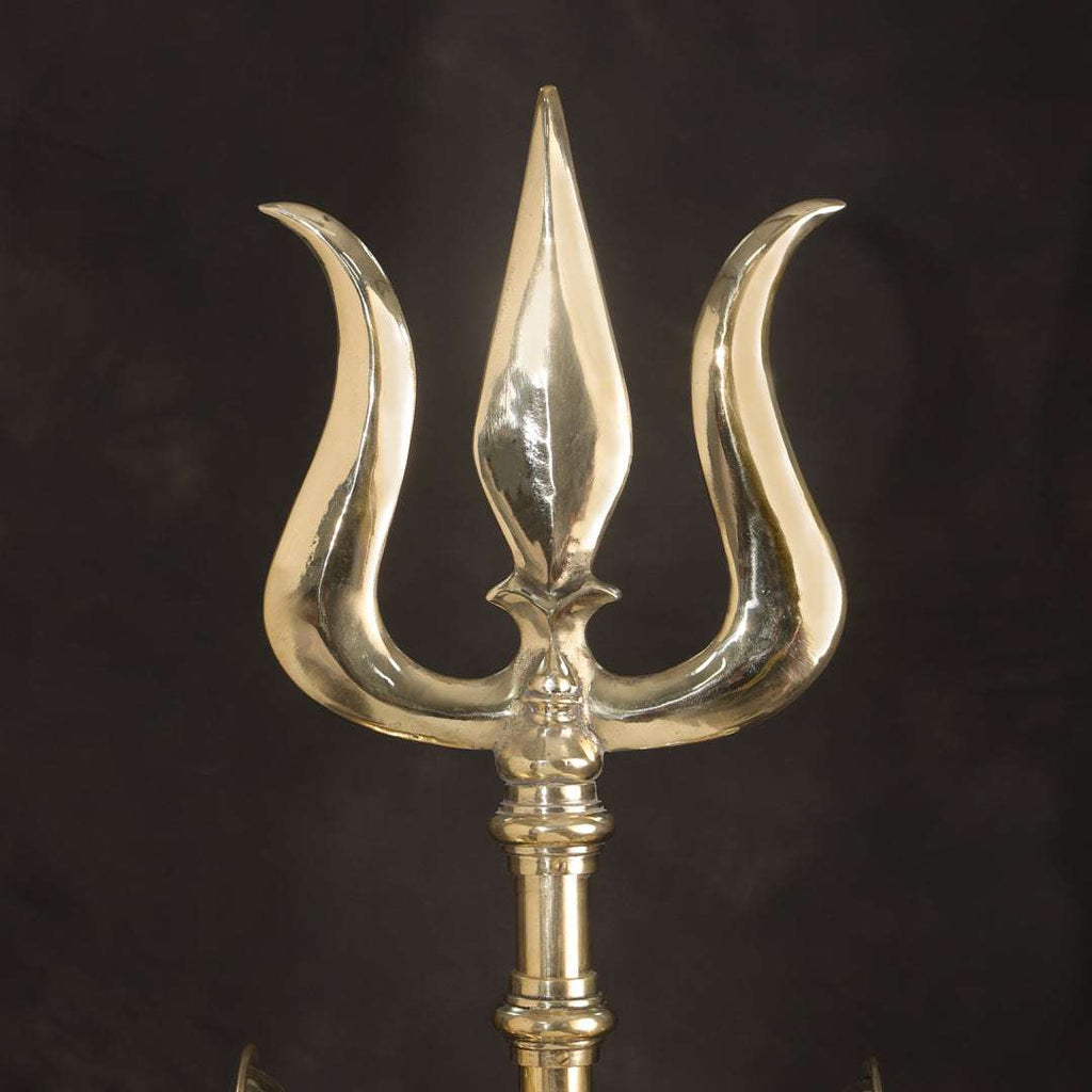 Brass Divya Trishul On Naag with Damru Vedansh Craft