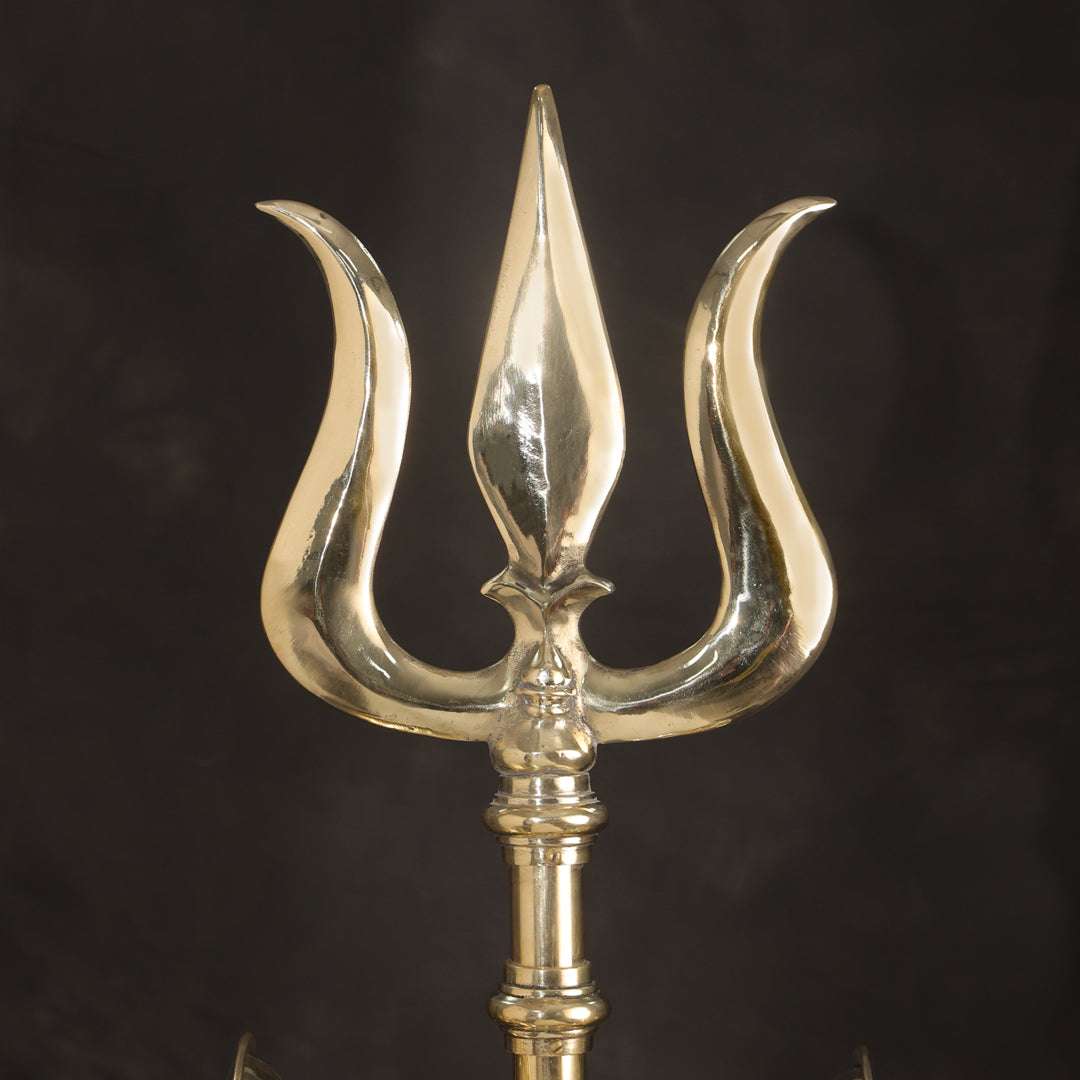Brass Divya Trishul On Naag with Damru Vedansh Craft