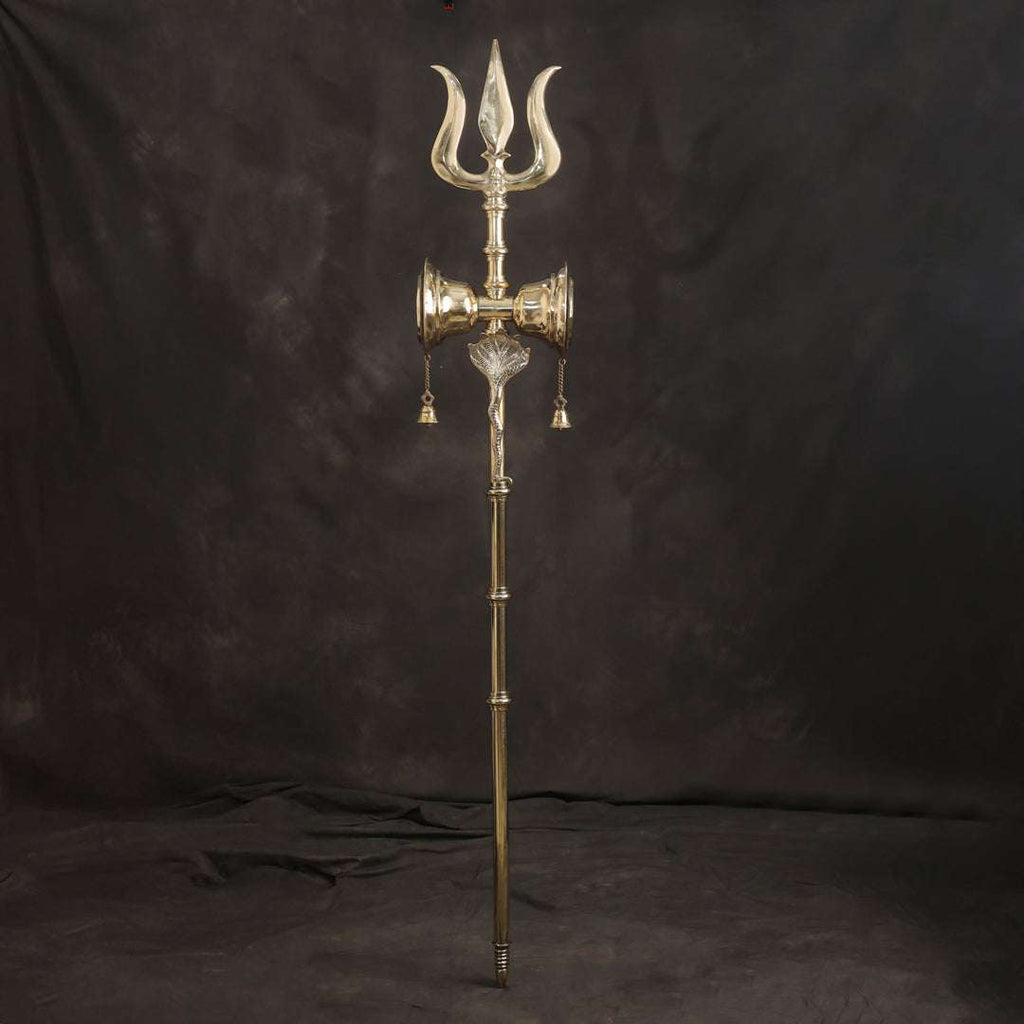 Brass Divya Trishul On Naag with Damru Vedansh Craft