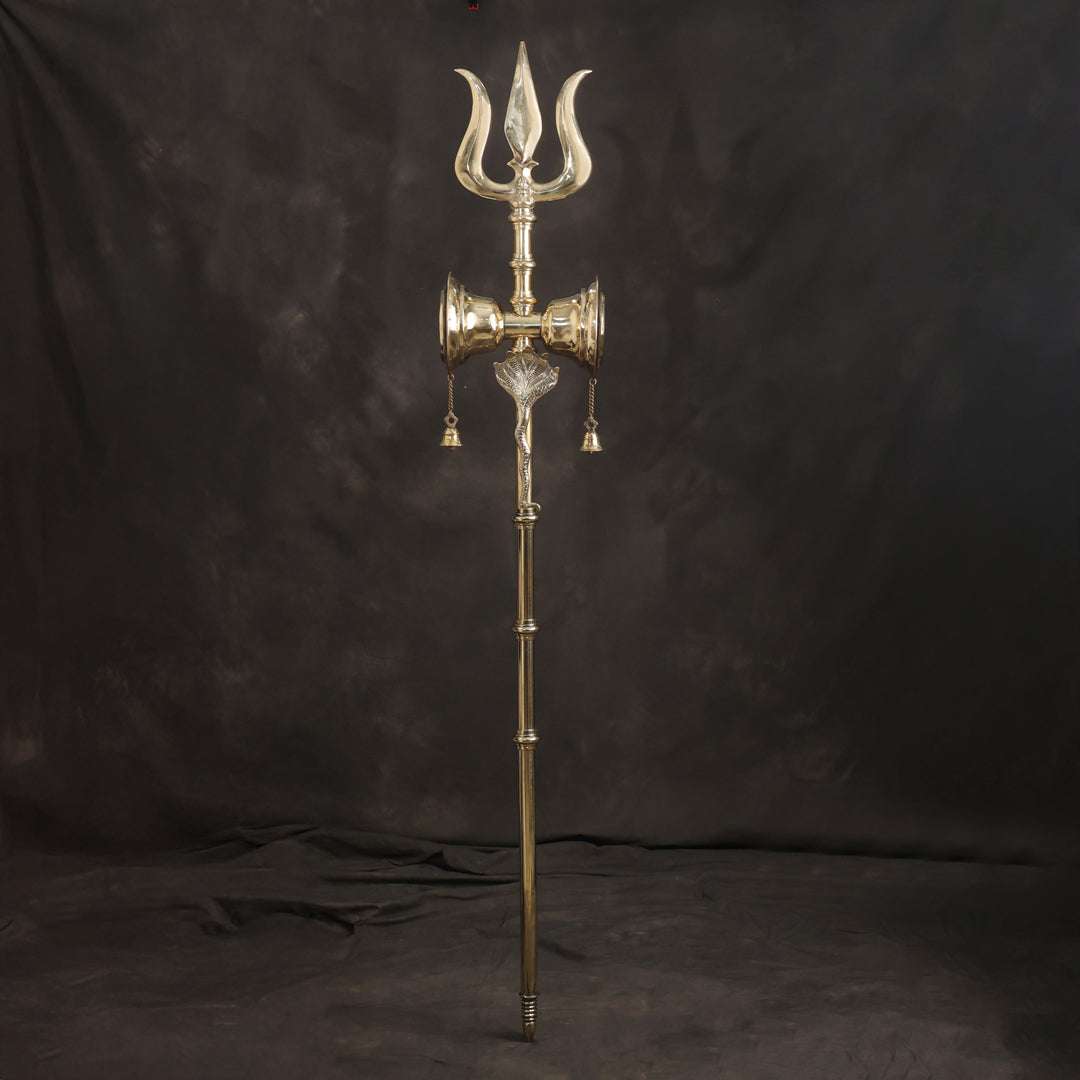 Brass Divya Trishul On Naag with Damru Vedansh Craft