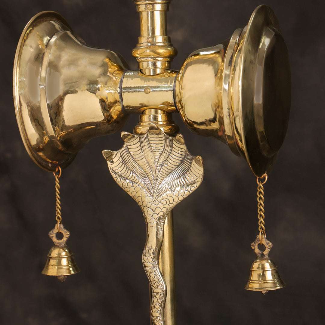 Brass Divya Trishul On Naag with Damru Vedansh Craft