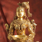 Brass Standing Deep lakshmi Idol – Traditional Diya Holder for Prosperity and Light (30 Inch)