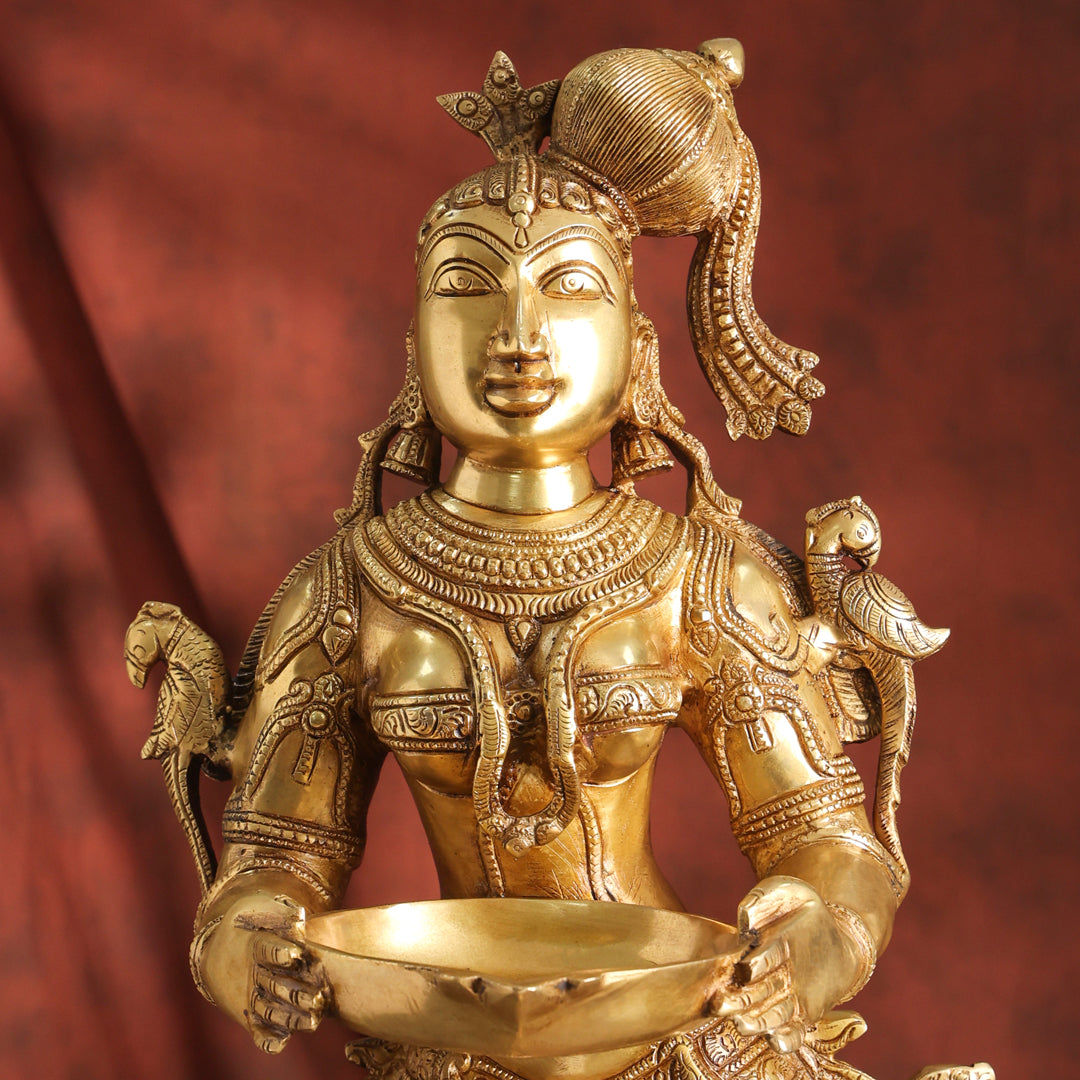Brass Standing Deep lakshmi Idol – Traditional Diya Holder for Prosperity and Light (30 Inch) Vedansh Craft