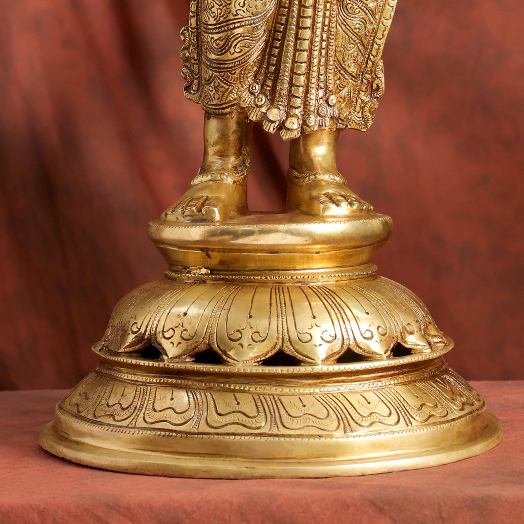 Brass Standing Deep lakshmi Idol – Traditional Diya Holder for Prosperity and Light (30 Inch) Vedansh Craft