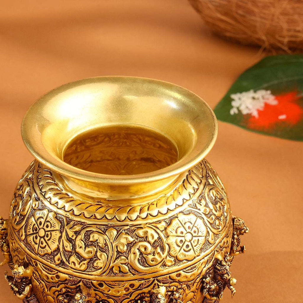 Brass Ashtalakshmi And Dashavatara Kodam / Kalash Vedansh Craft