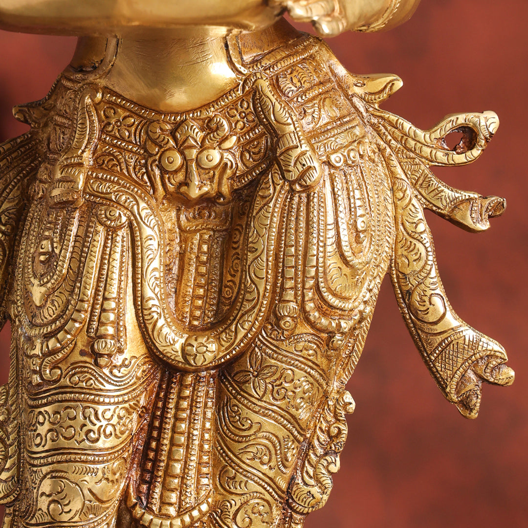 Brass Standing Deep lakshmi Idol – Traditional Diya Holder for Prosperity and Light (30 Inch) Vedansh Craft