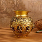 Brass Ashtalakshmi And Dashavatara Kodam / Kalash Vedansh Craft