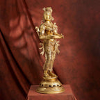 Brass Standing Deep lakshmi Idol – Traditional Diya Holder for Prosperity and Light (30 Inch)