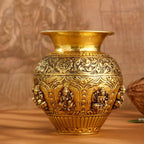 Brass Ashtalakshmi And Dashavatara Kodam / Kalash Vedansh Craft