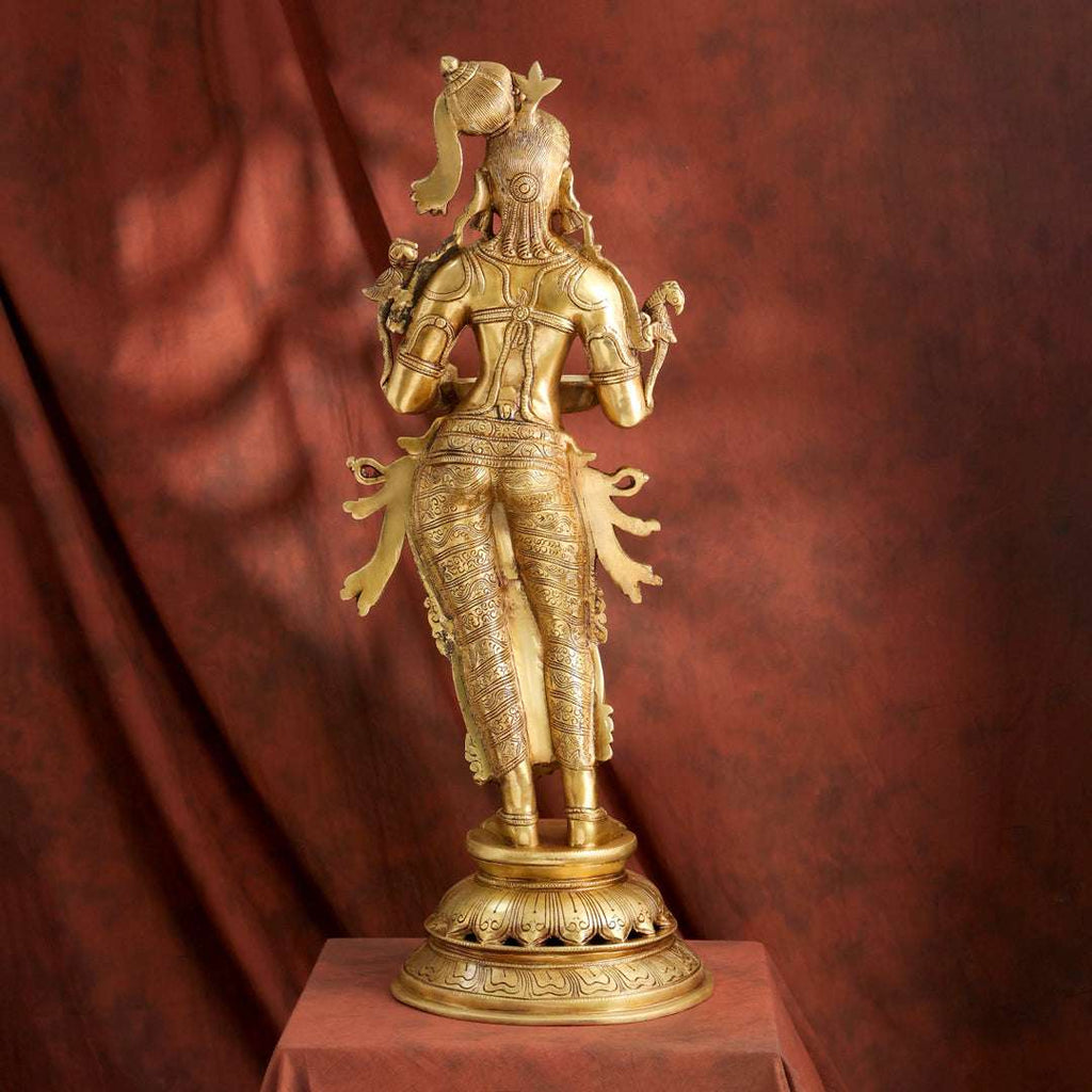Brass Standing Deep lakshmi Idol – Traditional Diya Holder for Prosperity and Light (30 Inch)