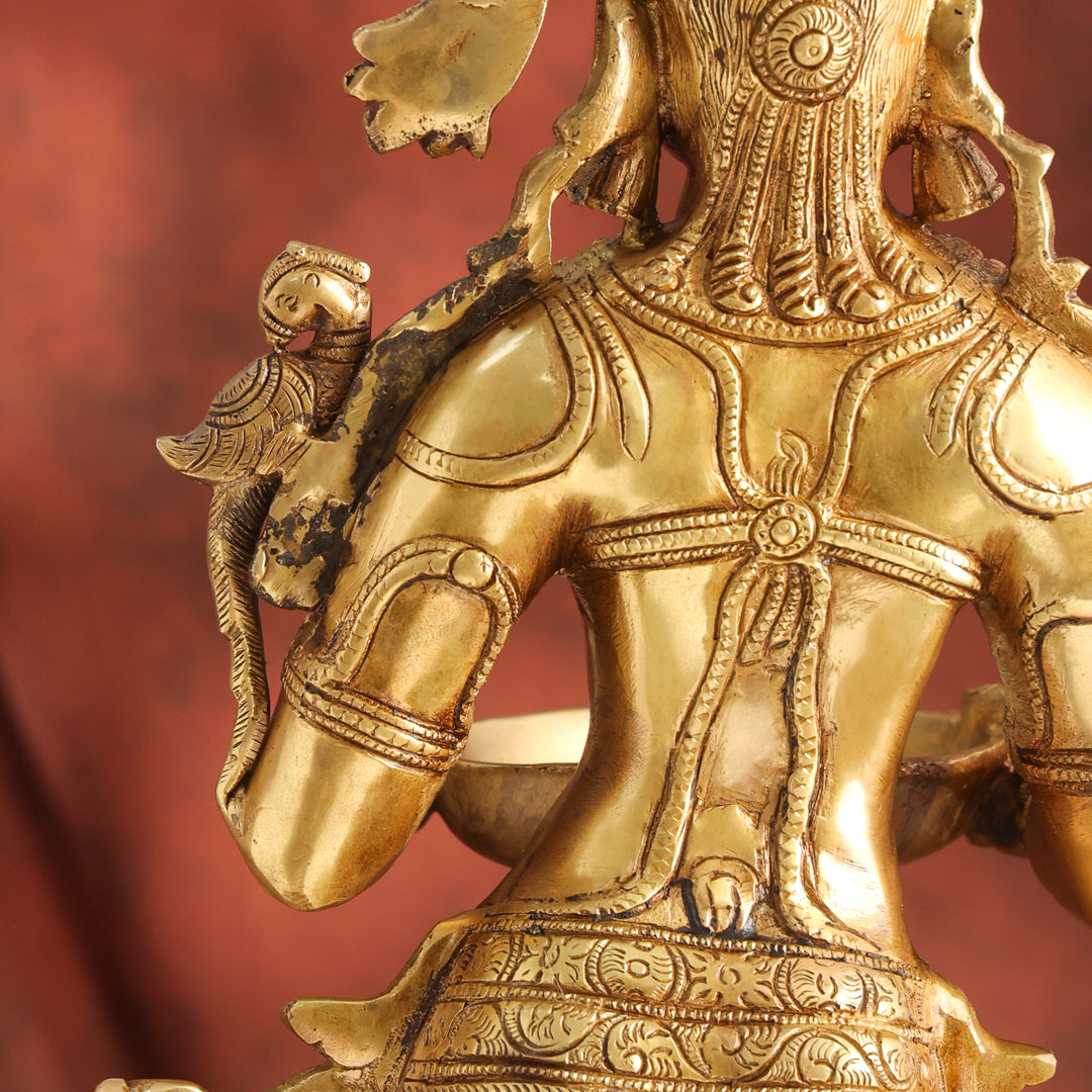 Brass Standing Deep lakshmi Idol – Traditional Diya Holder for Prosperity and Light (30 Inch) Vedansh Craft