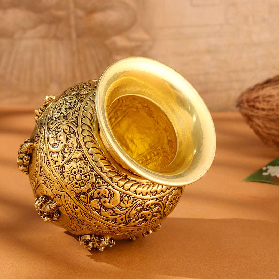 Brass Ashtalakshmi And Dashavatara Kodam / Kalash Vedansh Craft