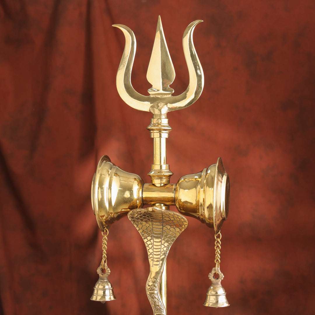 Handcrafted Brass Trishul with Damru & Bells Vedansh Craft