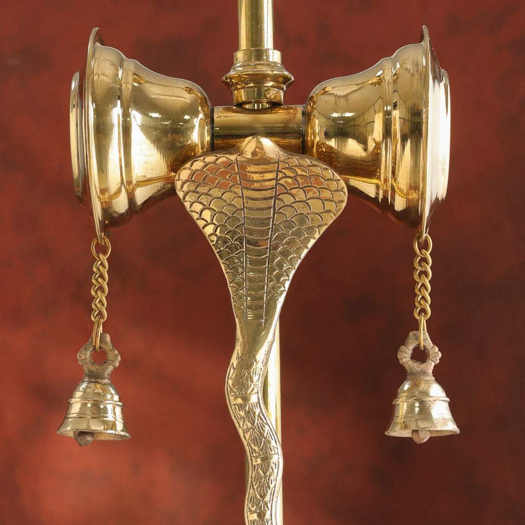 Handcrafted Brass Trishul with Damru & Bells Vedansh Craft