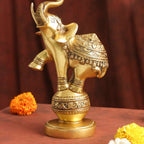 Brass Handcrafted Krishna Diya Lamp with Elephant Base (17.5 Inch) Vedansh Craft