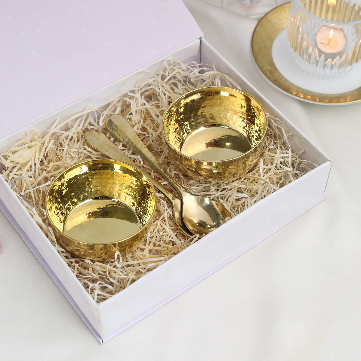 Brass Bowl Pair & Spoon Pair Baby Girl Gift Box Hamper Vedansh Craft