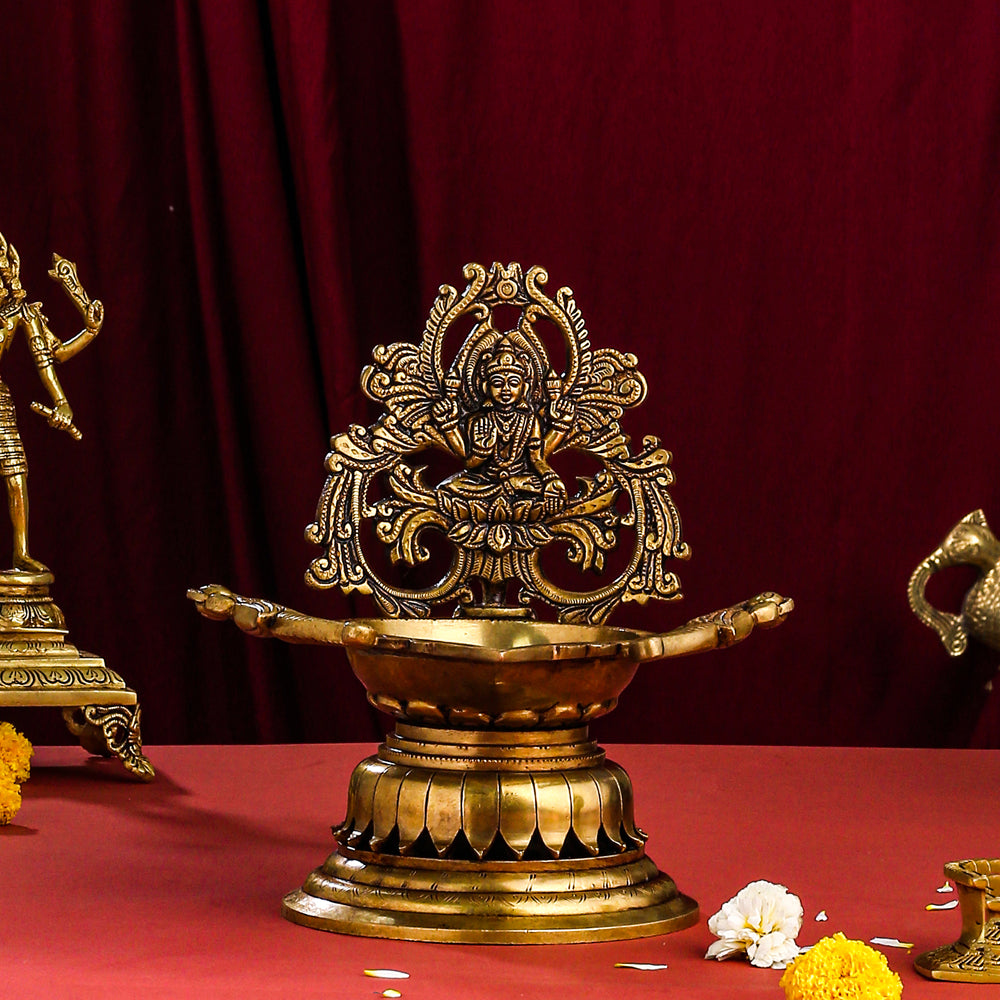 Brass Superfine Lakshmi Diya (9.8 Inch) Vedansh Craft