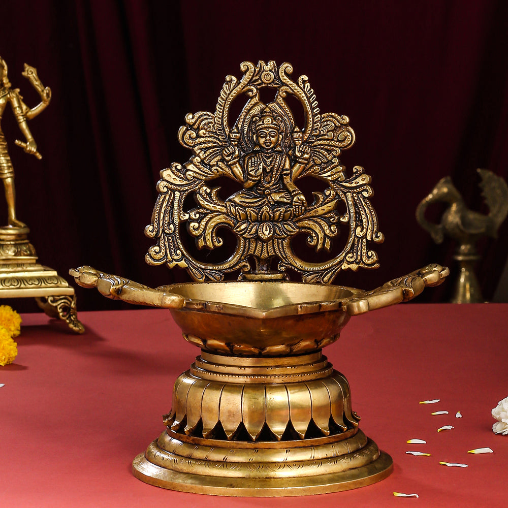 Brass Superfine Lakshmi Diya (9.8 Inch) Vedansh Craft