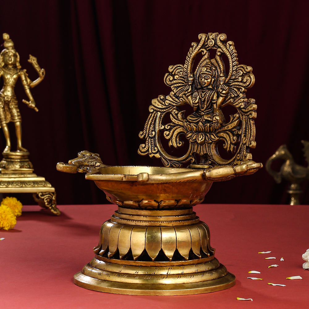 Brass Superfine Lakshmi Diya (9.8 Inch) Vedansh Craft