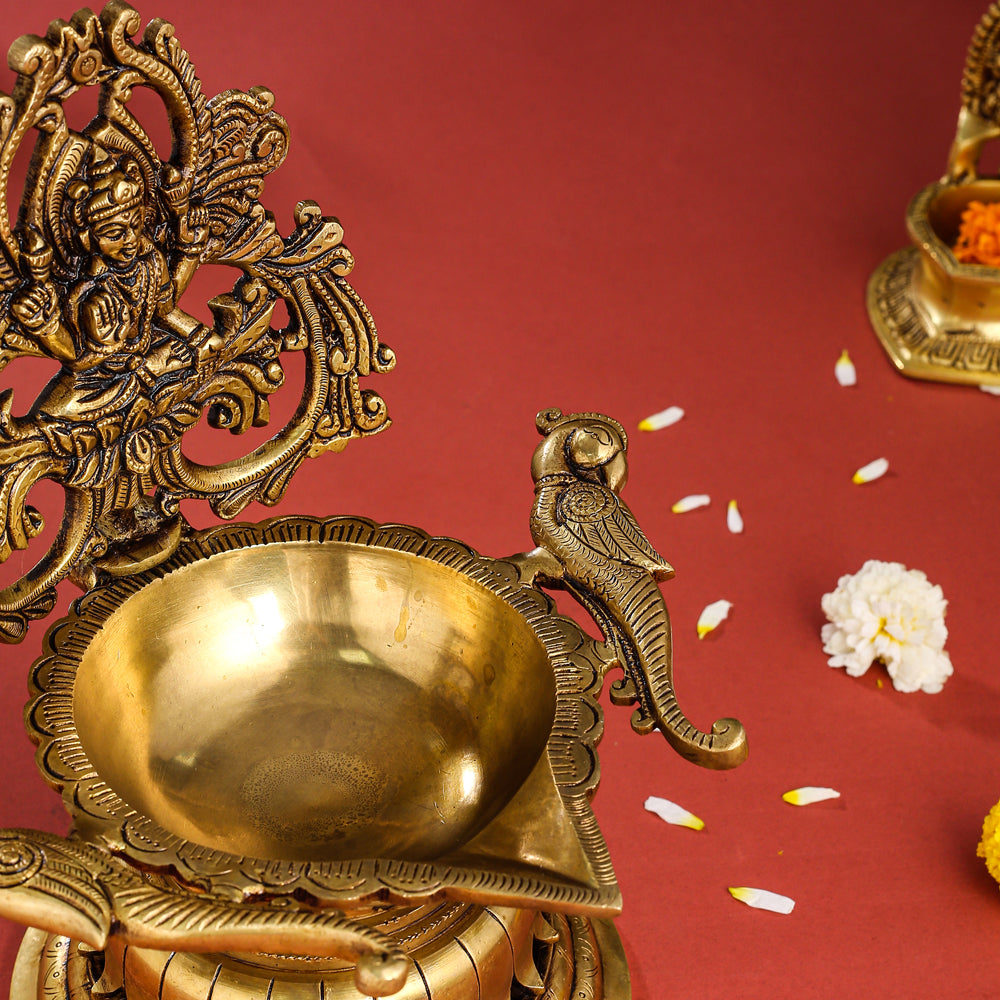 Brass Superfine Lakshmi Diya (9.8 Inch) Vedansh Craft