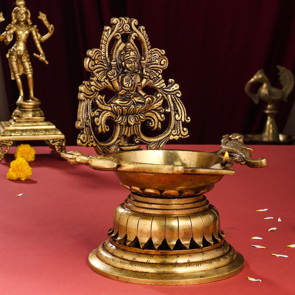 Brass Superfine Lakshmi Diya (9.8 Inch) Vedansh Craft