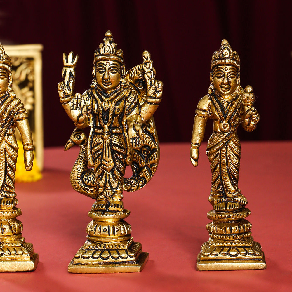 Brass Standing Lord Murugan With Devasena And Valli Idols Vedansh Craft