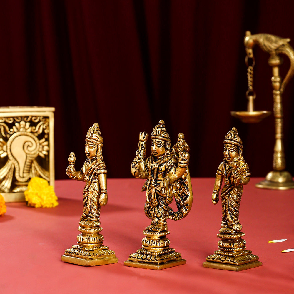 Brass Standing Lord Murugan With Devasena And Valli Idols Vedansh Craft