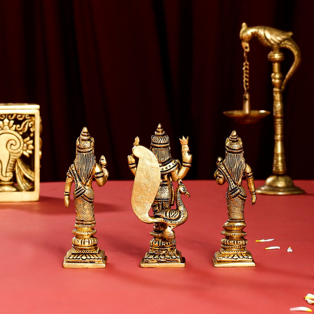 Brass Standing Lord Murugan With Devasena And Valli Idols Vedansh Craft