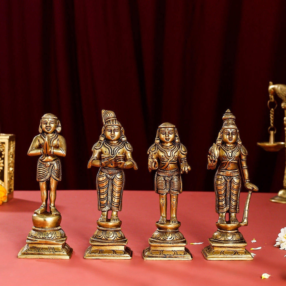 Brass Superfine Nalvar Idols Set (6 Inch) Vedansh Craft