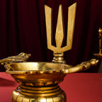 Brass Superfine Shankh Chakra And Namah Diya Set (9.5 Inch) Vedansh Craft