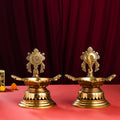 Brass Superfine Shankh Chakra And Namah Diya Set (9.5 Inch) Vedansh Craft