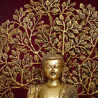 Brass Home Decor Buddha Statue With Tree (26 Inch) Vedansh Craft