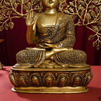 Brass Home Decor Buddha Statue With Tree (26 Inch) Vedansh Craft