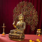 Brass Home Decor Buddha Statue With Tree (26 Inch) Vedansh Craft