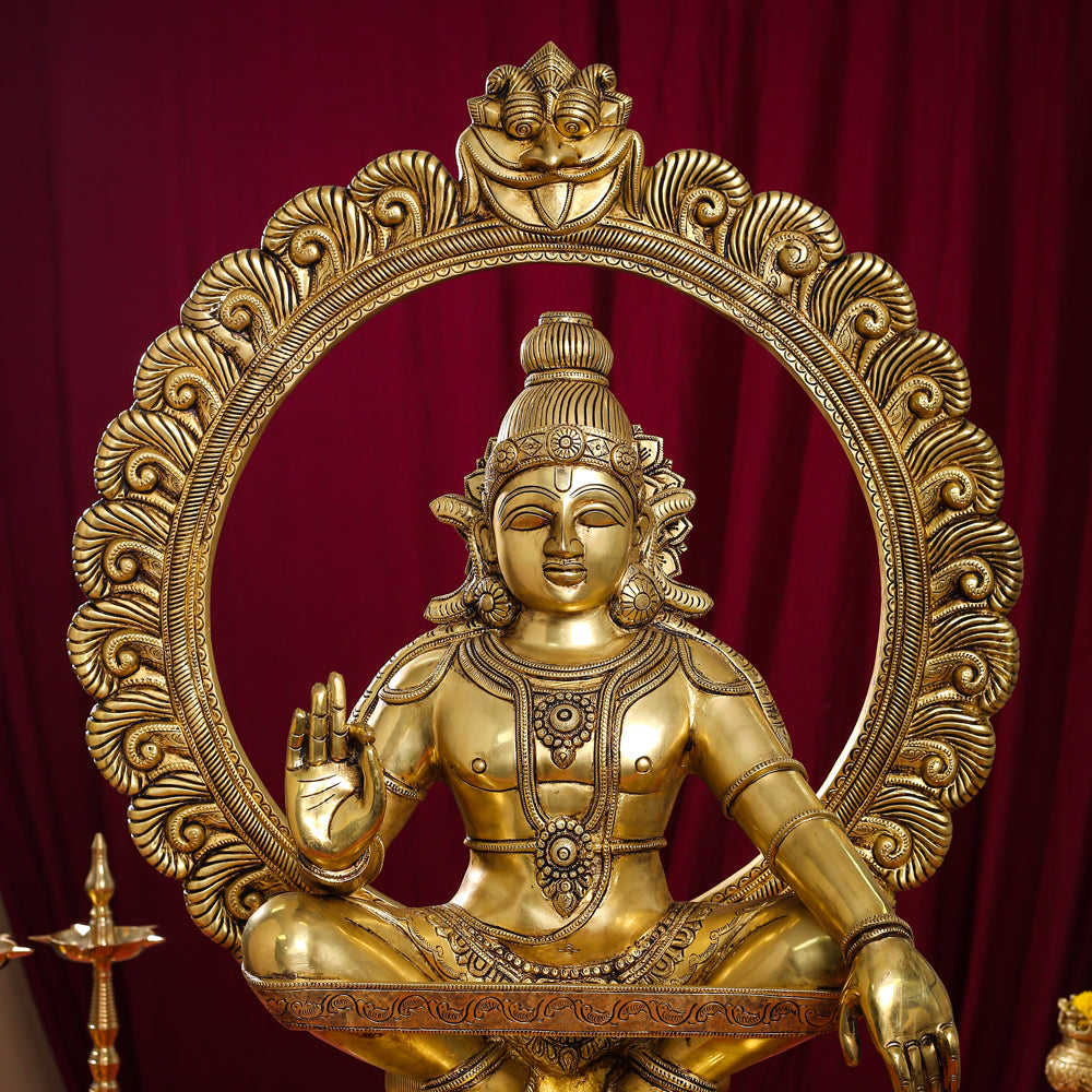 Brass Superfine Lord Frame Ayyappa/Ayyappan Idol (30 Inch) Vedansh Craft