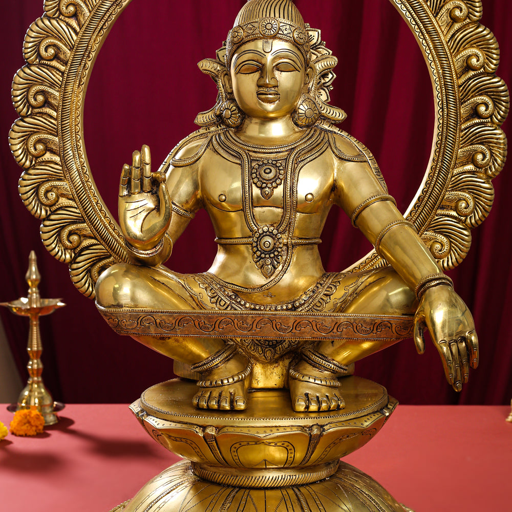 Brass Superfine Lord Frame Ayyappa/Ayyappan Idol (30 Inch) Vedansh Craft