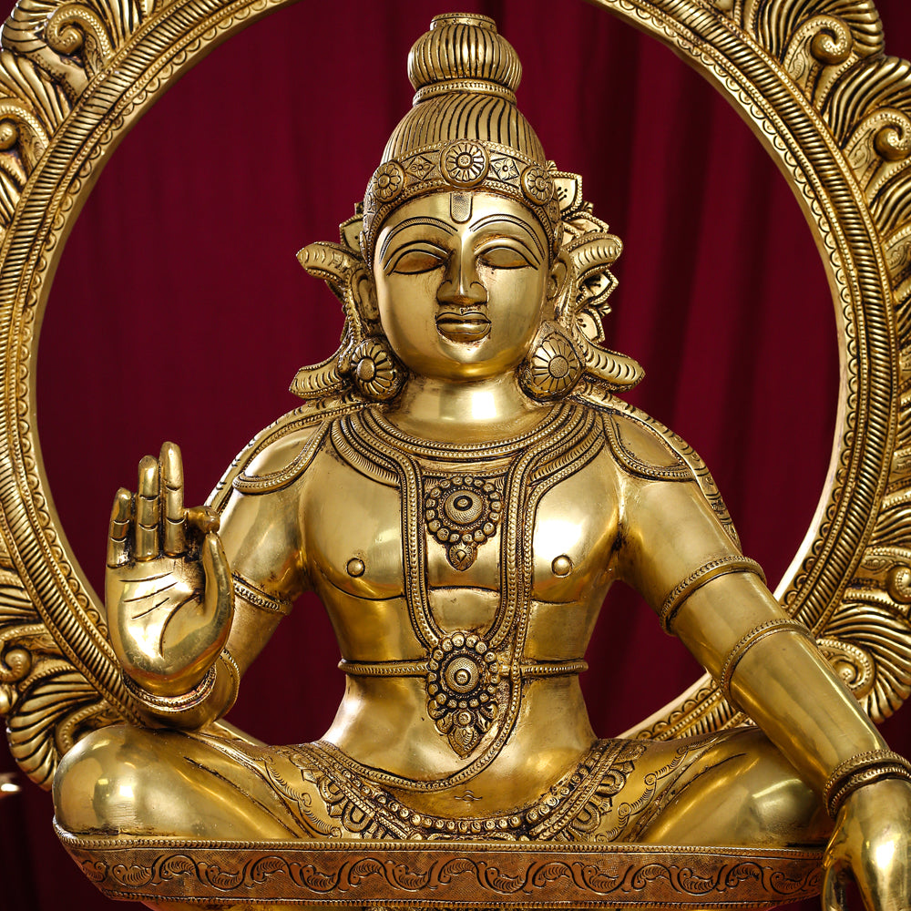 Brass Superfine Lord Frame Ayyappa/Ayyappan Idol (30 Inch) Vedansh Craft