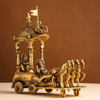 Brass Arjun And Krishna Rath (15 Inch) Vedansh Craft