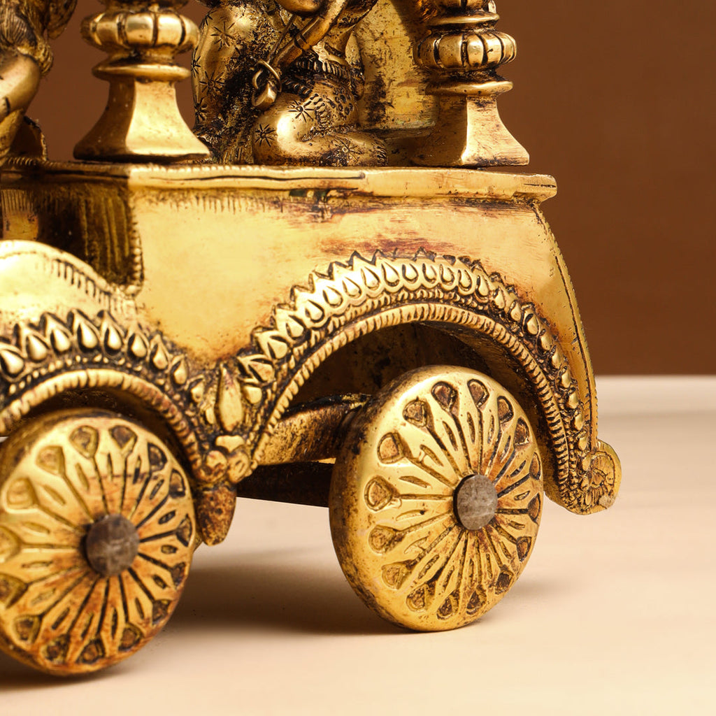 Brass Arjun And Krishna Rath (15 Inch) Vedansh Craft